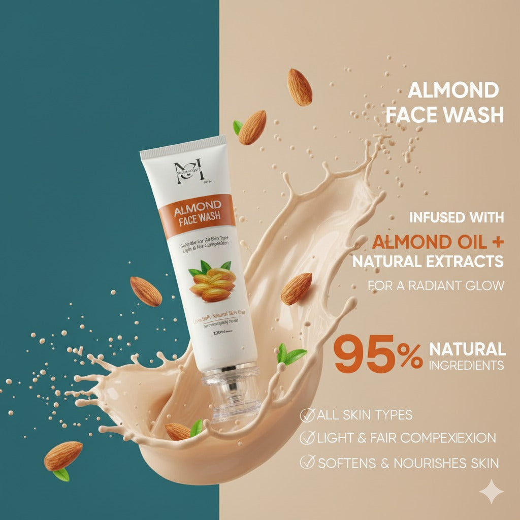 Marcelley by M – Almond Face Wash | Ultra Soft & Natural Skin Care for All Skin Types (100ml)