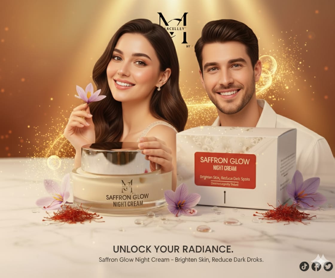 "Marcelley by M – Saffron Glow Night Cream | Brighten Skin, Reduce Dark Spots & Radiate a Youthful Glow"